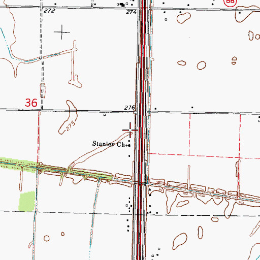 Topographic Map of Stanley School (historical), MO