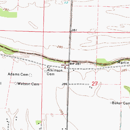 Topographic Map of Martins Chapel (historical), MO
