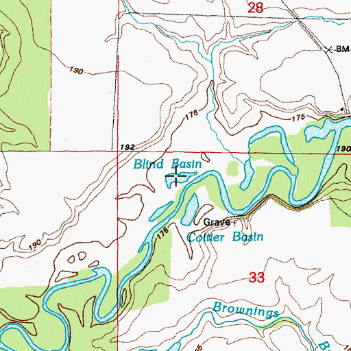 Topographic Map of Blind Basin, AR