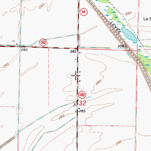 Topographic Map of Ward School (historical), MO