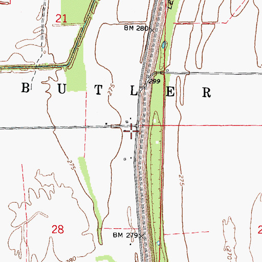 Topographic Map of Bush Church (historical), MO