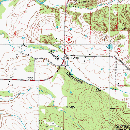 Topographic Map of Old Dallas School, MO