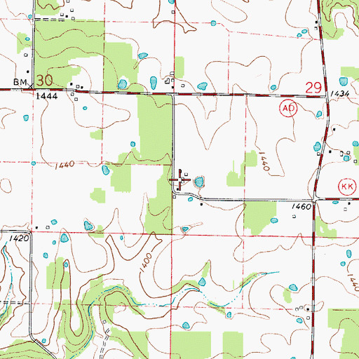 Topographic Map of Mount Pleasant School, MO