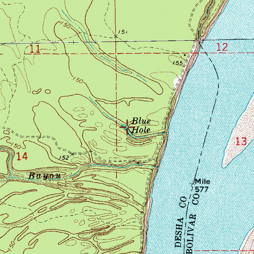 Topographic Map of Blue Hole, AR
