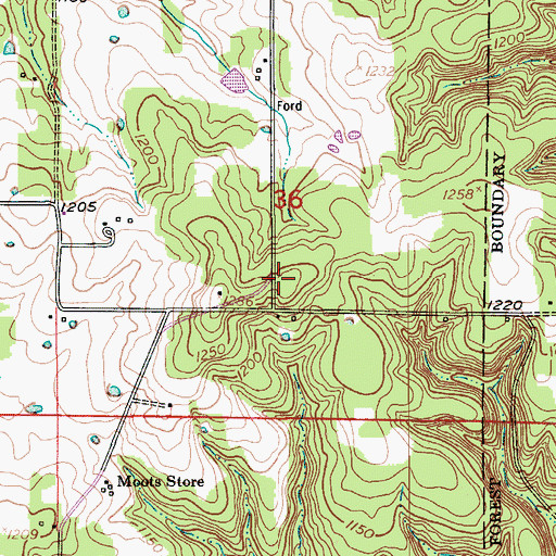 Topographic Map of Fairnob School (historical), MO