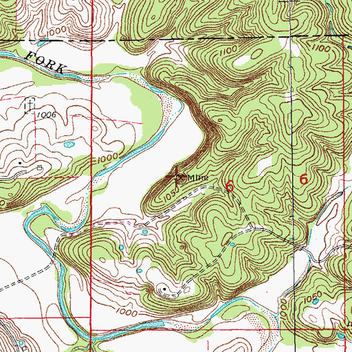 Topographic Map of Coppage Bank, MO