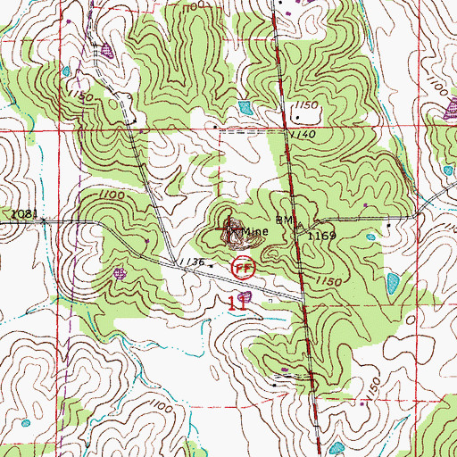 Topographic Map of Hawkins Bank, MO