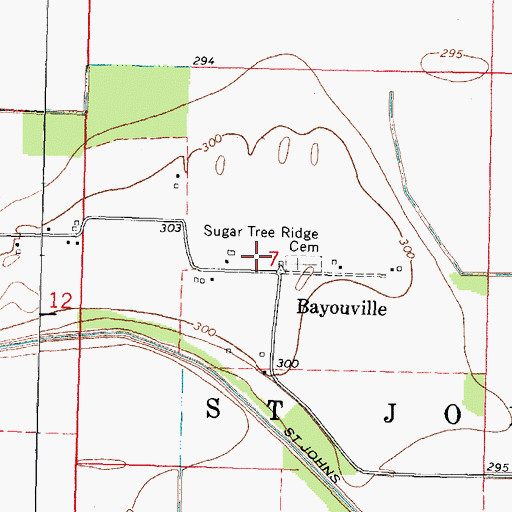 Topographic Map of Sugar Tree Ridge School (historical), MO