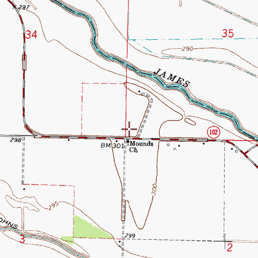 Topographic Map of Mound School (historical), MO