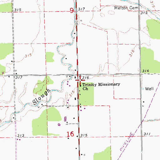 Topographic Map of Pike Slough School, MO