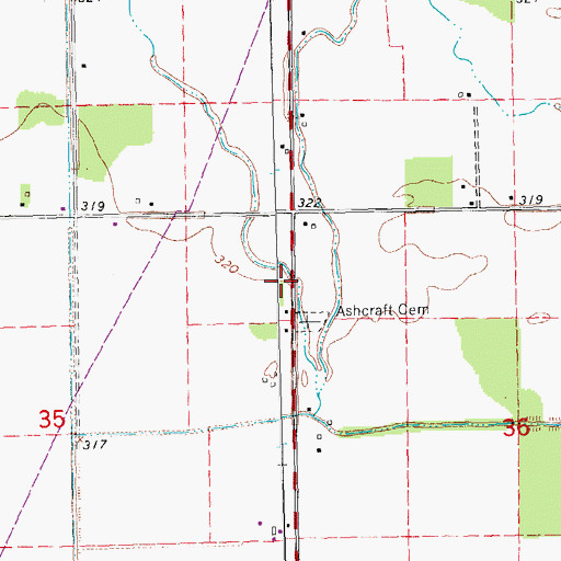 Topographic Map of Ashcraft School (historical), MO