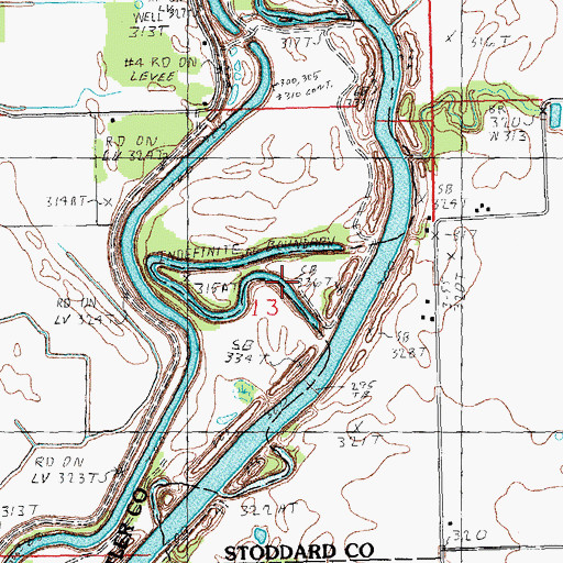 Topographic Map of Whittles Ferry (historical), MO