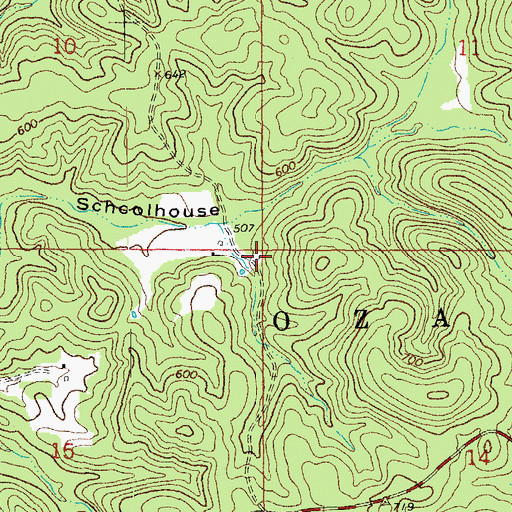 Topographic Map of Mitchell School, MO