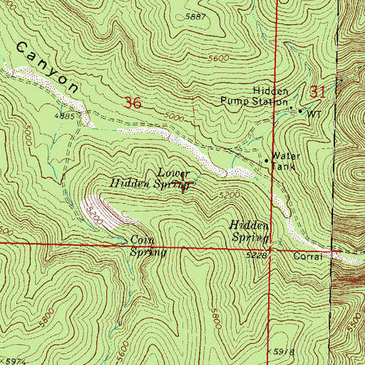 Topographic Map of Lower Hidden Spring, AZ