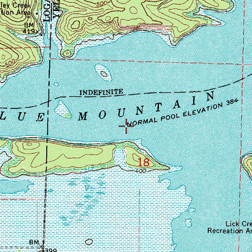 Topographic Map of Blue Mountain Lake, AR
