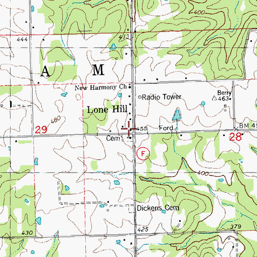 Topographic Map of Lone Hill School, MO