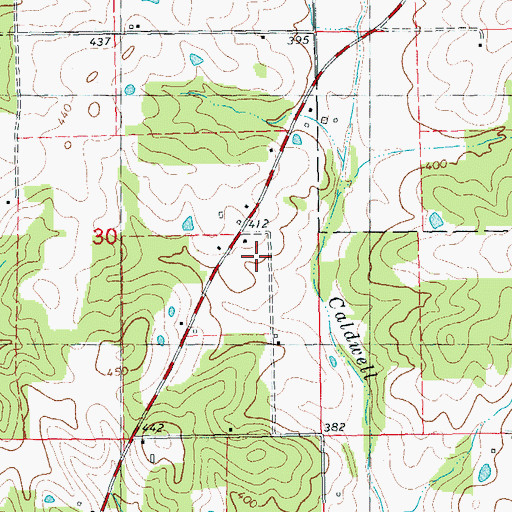 Topographic Map of Cardwell Cemetery (historical), MO