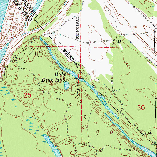 Topographic Map of Bobs Blue Hole, AR