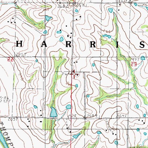 Topographic Map of Hickory Grove School (historical), MO