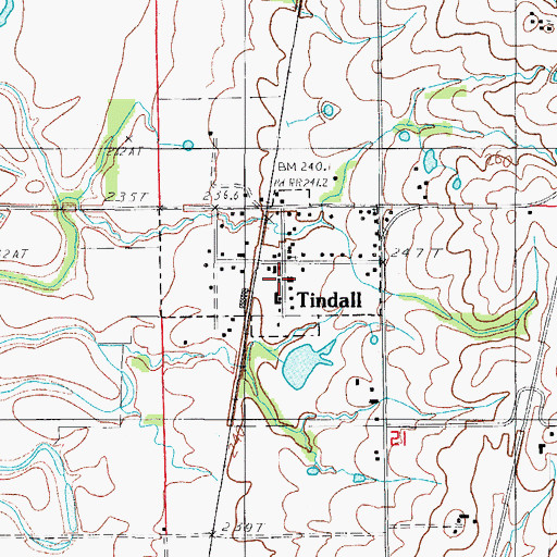 Topographic Map of Tindall School (historical), MO