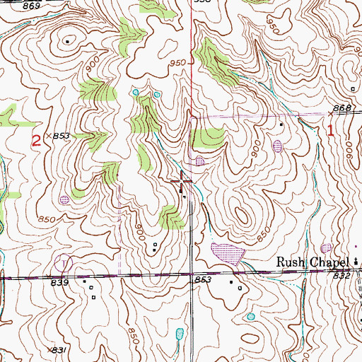 Topographic Map of Braden School (historical), MO