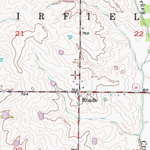 Topographic Map of Roads School (historical), MO