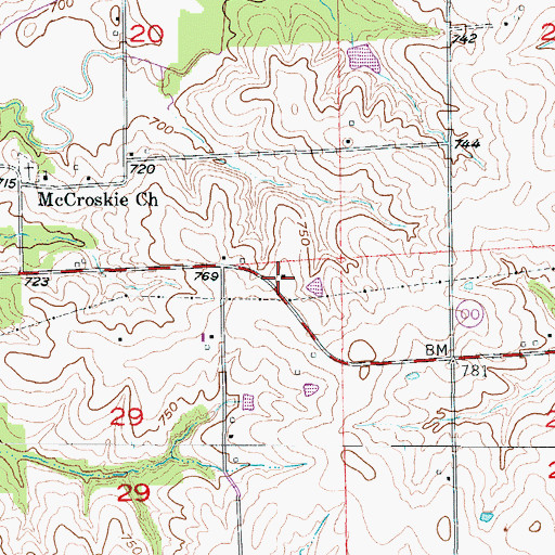 Topographic Map of Star School (historical), MO