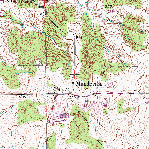 Topographic Map of Mandeville School (historical), MO