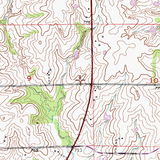 Topographic Map of Center Grove School (historical), MO