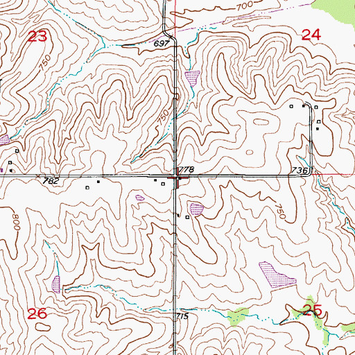 Topographic Map of North Baker School (historical), MO