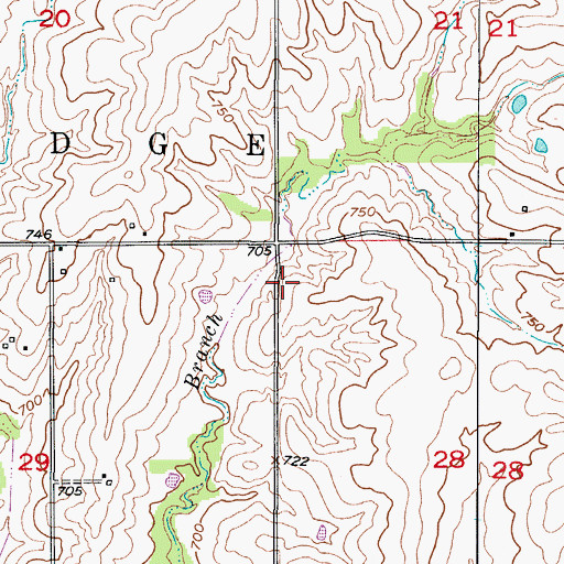Topographic Map of Mud Branch School (historical), MO