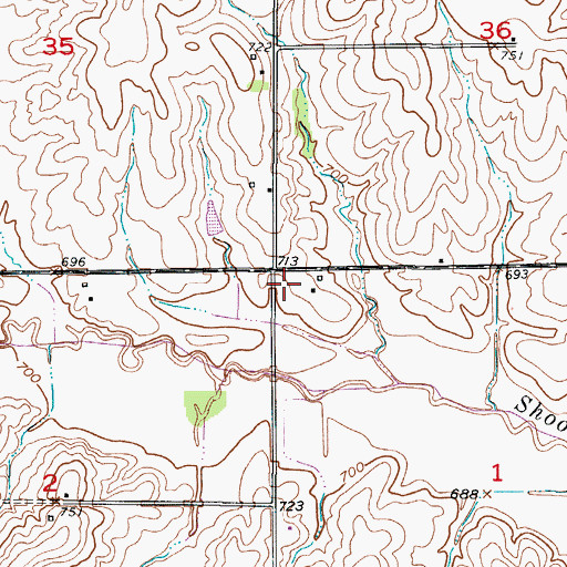 Topographic Map of Whippoorwill School (historical), MO