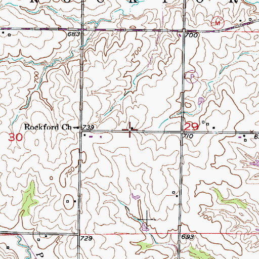 Topographic Map of Rockford School (historical), MO