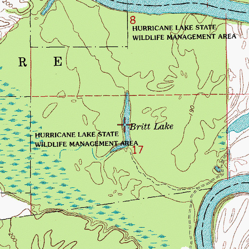 Topographic Map of Britt Lake, AR