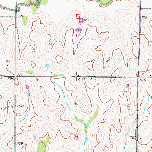 Topographic Map of Rolling Green School (historical), MO