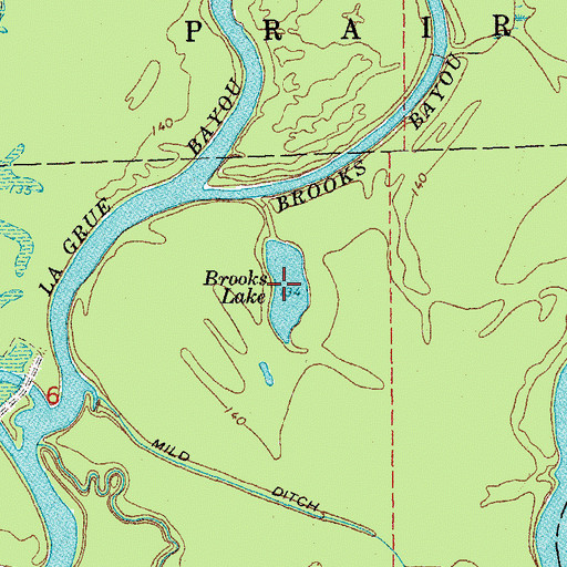 Topographic Map of Brooks Lake, AR
