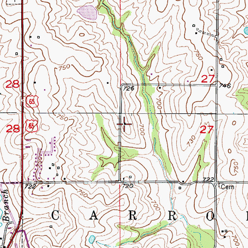 Topographic Map of Wayside School (historical), MO