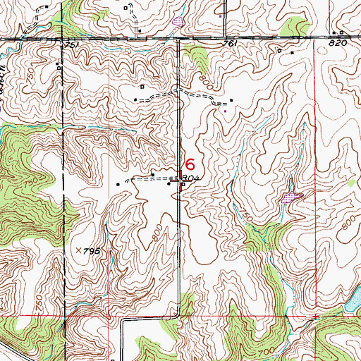 Topographic Map of Rosebud School (historical), MO