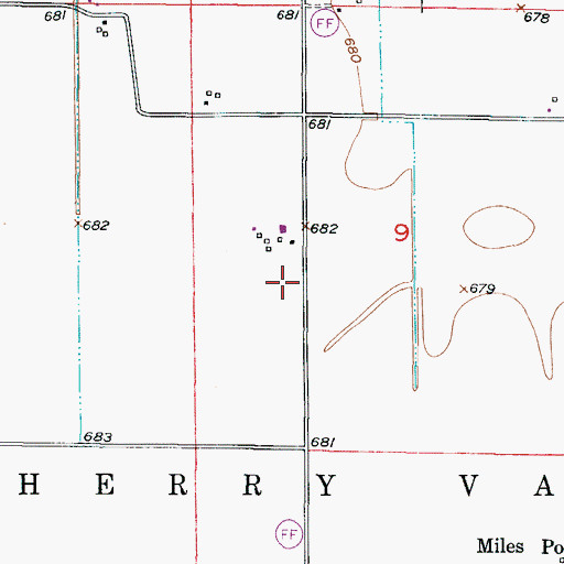 Topographic Map of Cherry Valley School (historical), MO