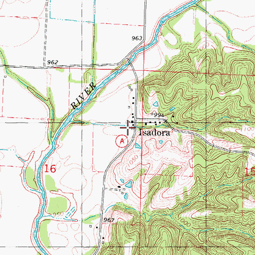 Topographic Map of Isadora School (historical), MO