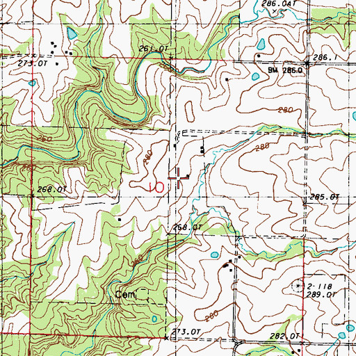 Topographic Map of Miller School (historical), MO
