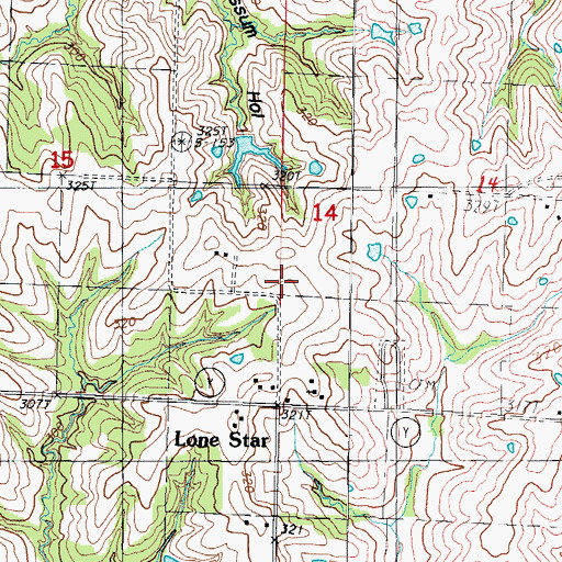 Topographic Map of Lone Star School (historical), MO