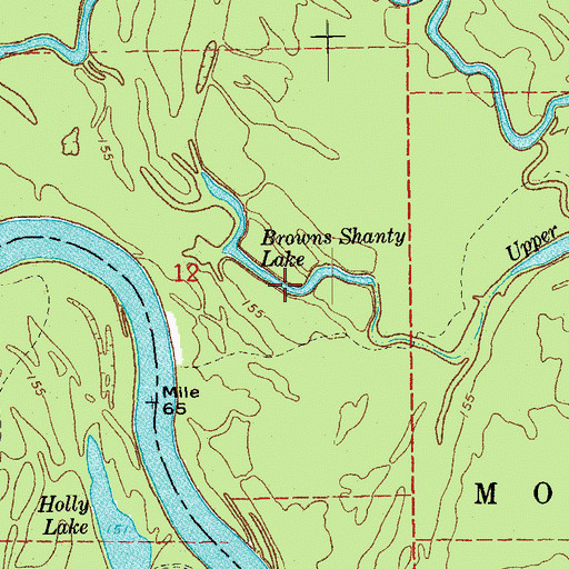Topographic Map of Browns Shanty Lake, AR