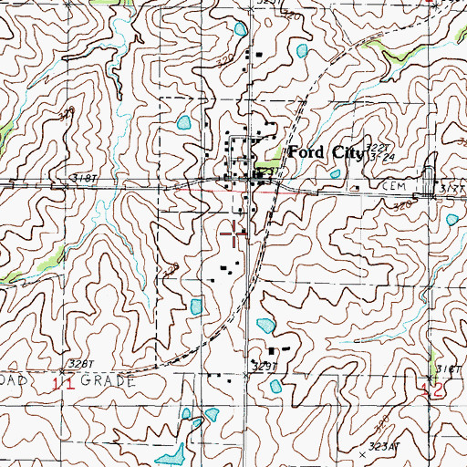 Topographic Map of Ford City School (historical), MO