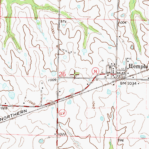 Topographic Map of Hemple School (historical), MO