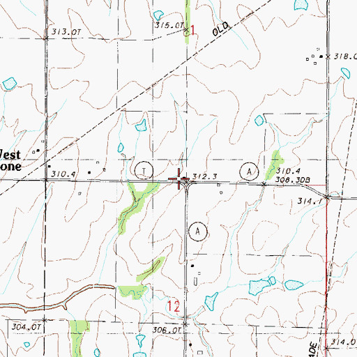 Topographic Map of Keystone School (historical), MO