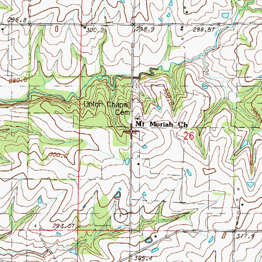 Topographic Map of Union Chapel School (historical), MO