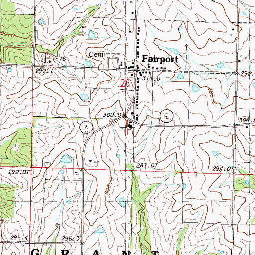 Topographic Map of Fairport School (historical), MO
