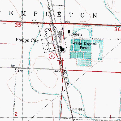 Topographic Map of Phelps City School (historical), MO