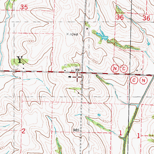 Topographic Map of Bellevue School (historical), MO